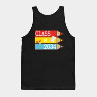 Class Of 2034 Teacher Students First Day Kindergarten Pencils Tank Top